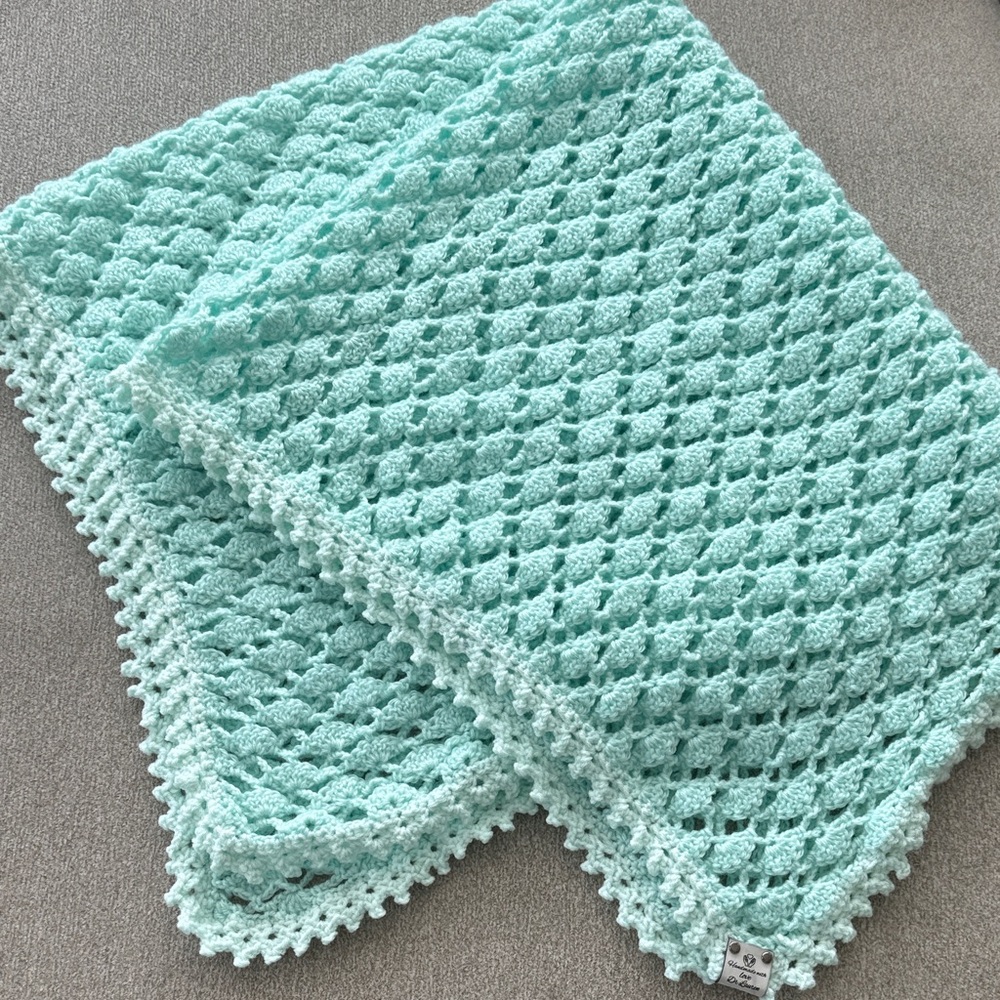Crochet Baby Blanket in Mint Green